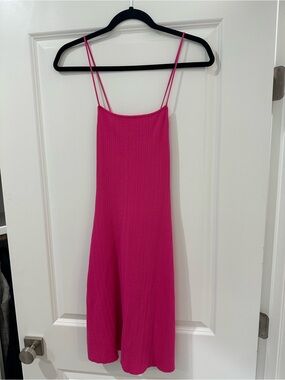 Zara Hot Pink Ribbed Mini Slip Dress